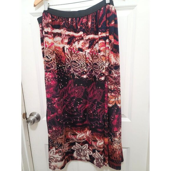 Kate & Mallory Women's Floral Print Maxi Skirt With Elastic Waistband Multicolor - Picture 3 of 8